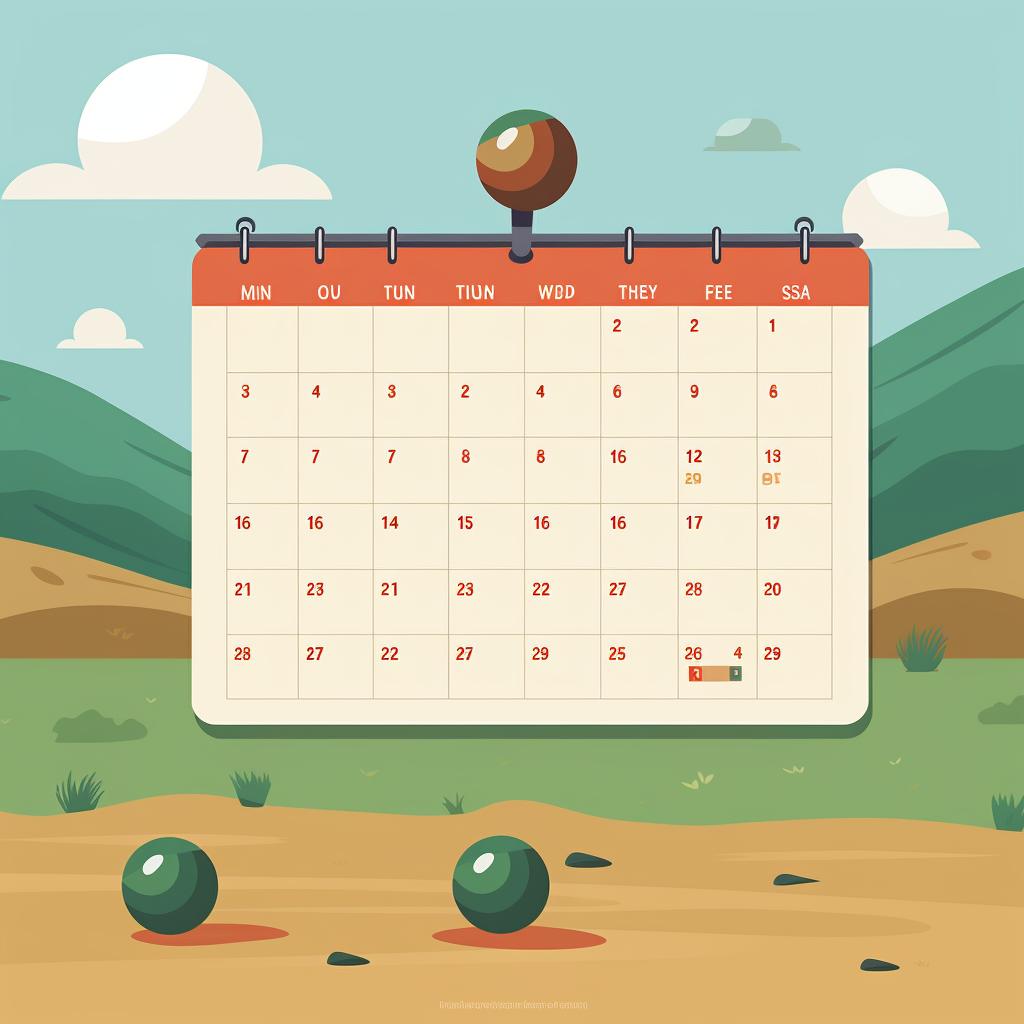 A calendar with a bocce ball training schedule